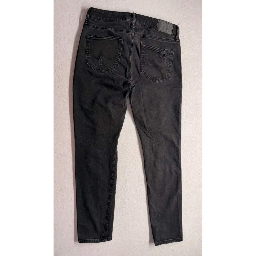 American Eagle Airflex+ Skinny Distressed Black Jeans Mens 30x30 Shredded Denim